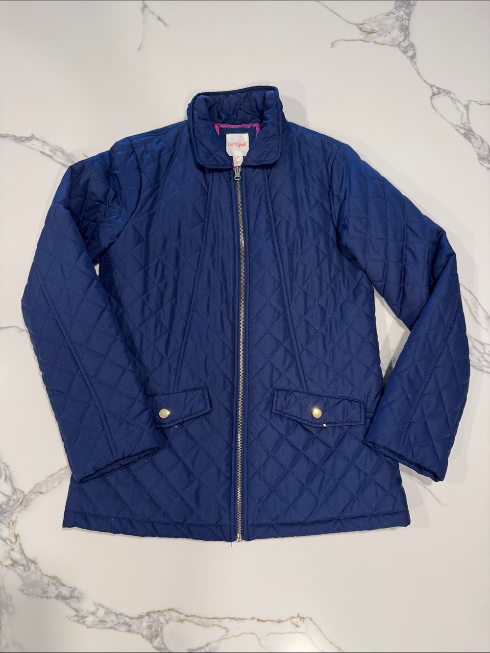 Cat & Jack Navy Quilted Bomber Jacket